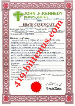 Father Death Certificate